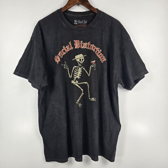 Black Kat Vintage Men's Size XL Social Distortion Skelly Short Sleeve T-Shirt - Picture 1 of 4